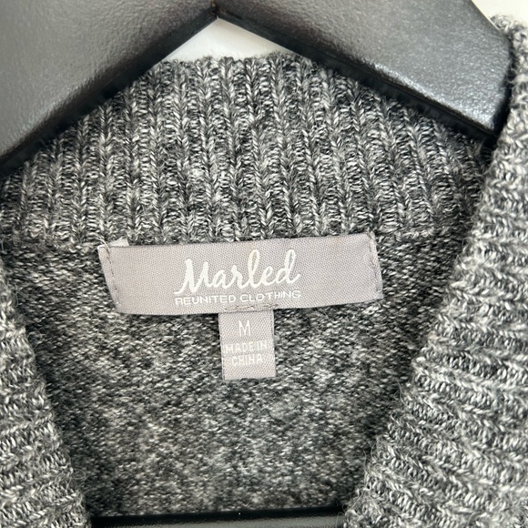 Marled Gray Mock Neck Sweater with Balloon Sleeves - Picture 3 of 4